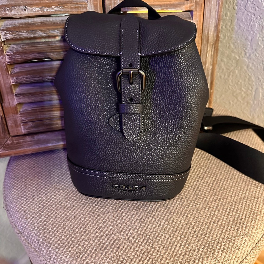 Coach Blue  Leather Backpack Minimalist Design